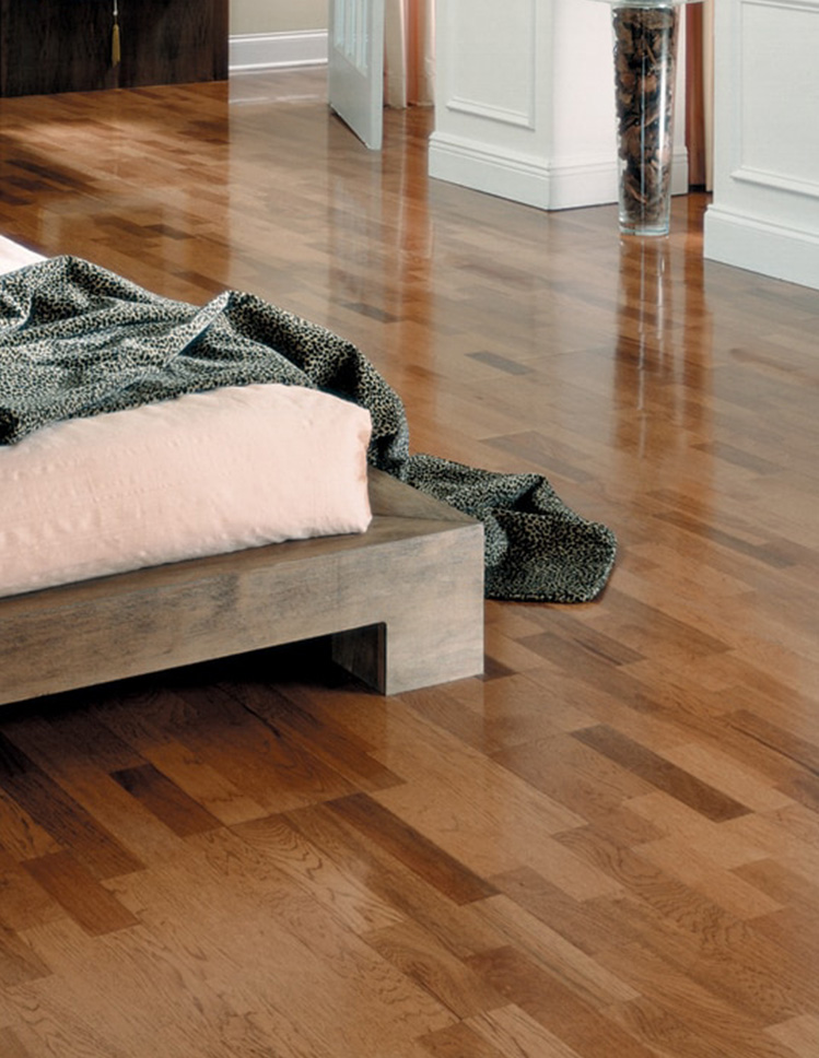 Installed hardwood flooring in home