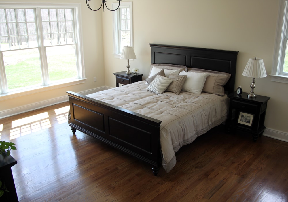 Red oak flooring in master bedroom